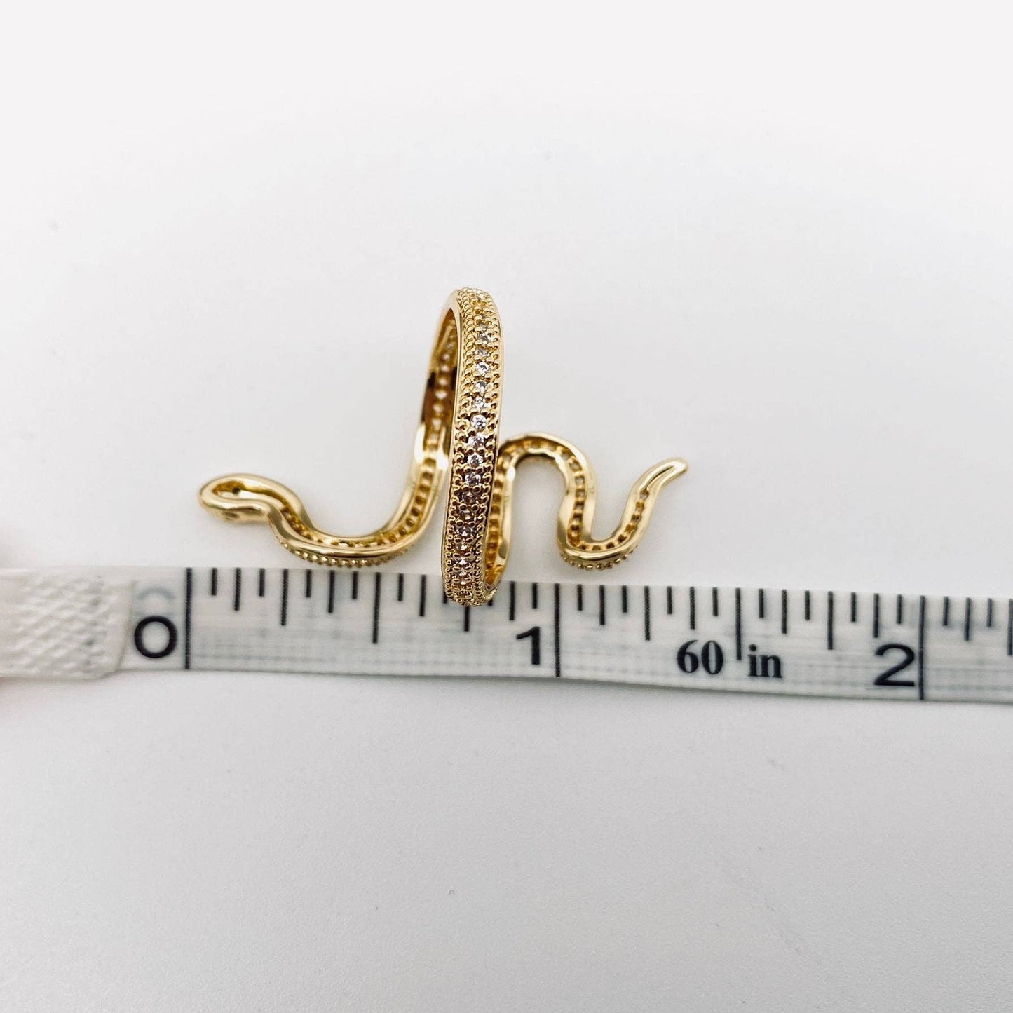 Cubic Zirconia Gold Plated Wrap Snake Adjustable Ring