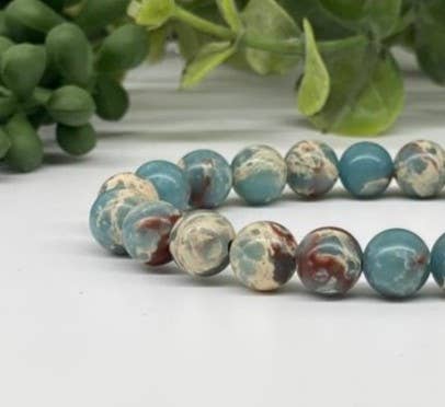 Snake Skin Jasper Bracelet Stretchable 8mm Beads,7.5"L