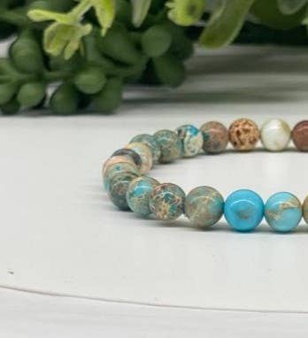 Imperial Jasper (Ocean Blue) Stretchable Bracelet 6mm Beads