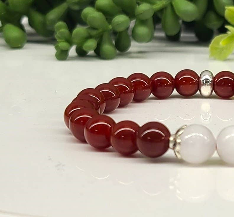 Carnelian with Selenite Stretchable Bracelet 8mm